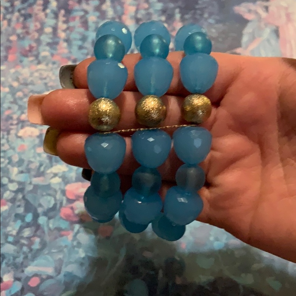 Blue beaded bangle set